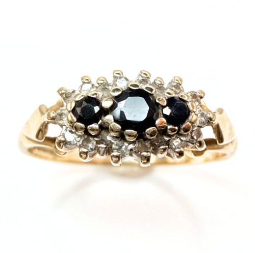 9ct gold sapphire diamond - 9ct,