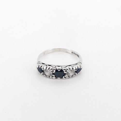 Sterling silver sapphire - &, cz